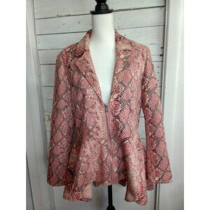 VENUS Jacket Snakeskin Print Sz Large Faux Leather Look Hi Low Fit And Flare